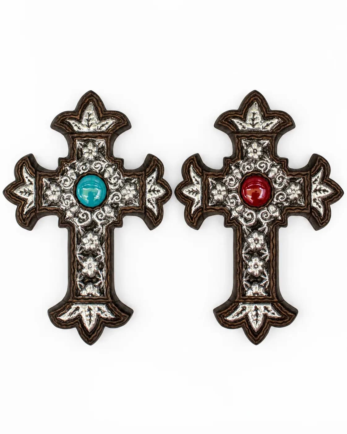 Cruces ceramica esmaltadas tipo peltre.