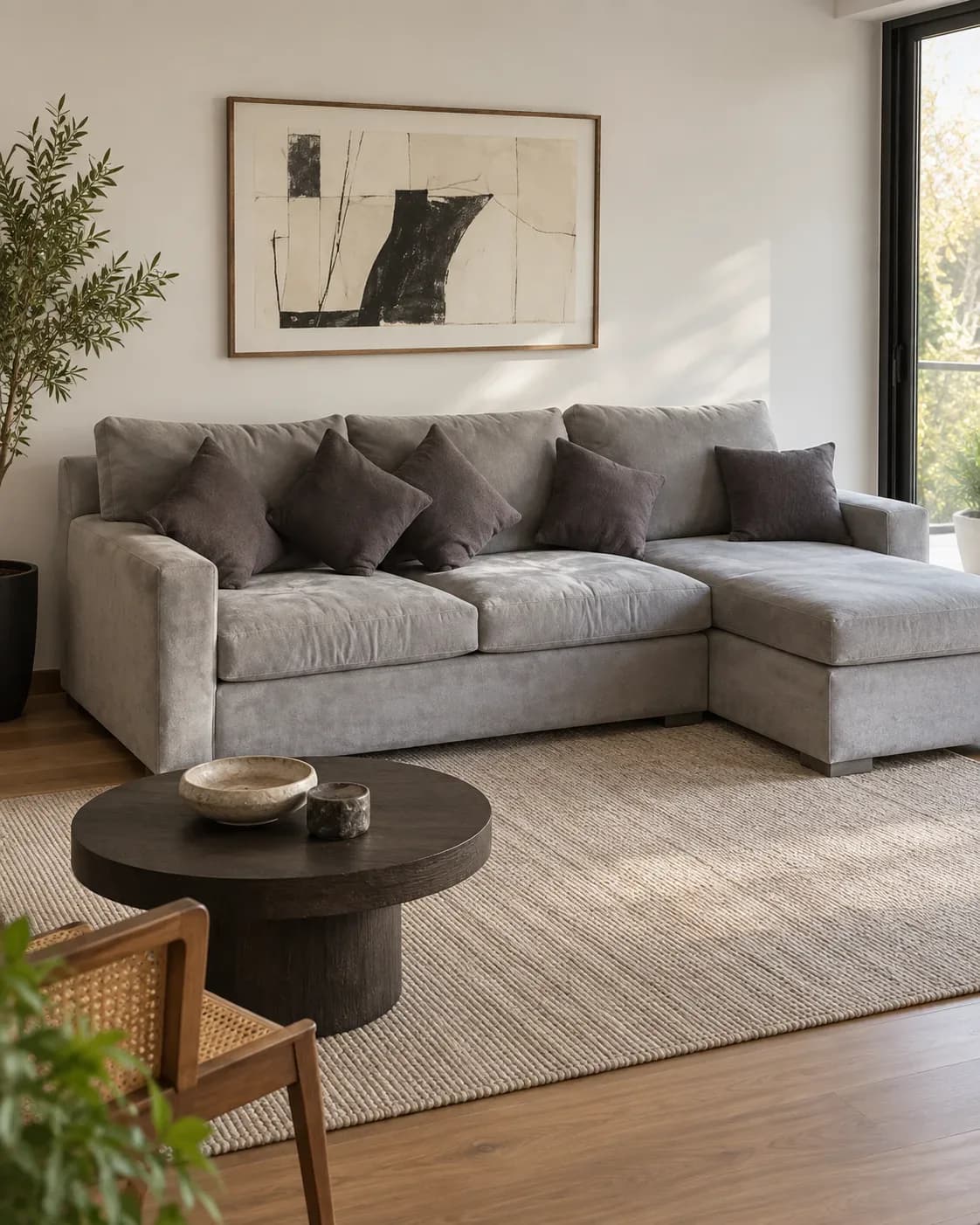 Sofa seccional derecho de Crate and Barrel.